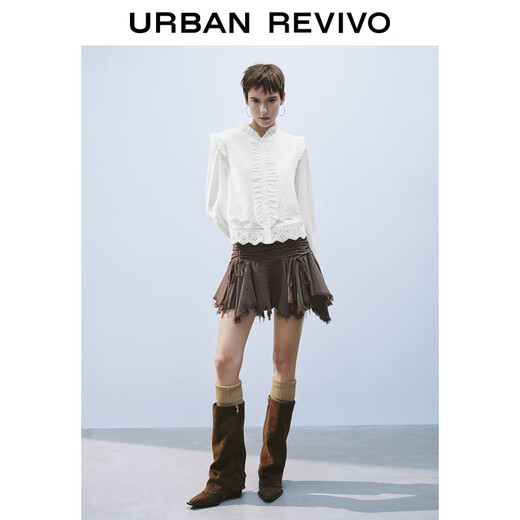 UR2025 Spring New Women's French Romantic Hollow Lace Loose Cardigan Shirt UYL250014