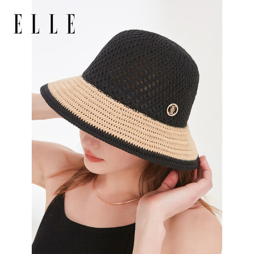 Elle Sonnenschutzmittel Strohhut Damen Sommer im Freien gehäkelte Hohlnetzstrand Sonnenschild Fischer Hut Geschenk