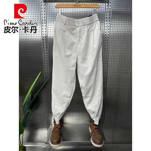 Pierre Cardin 2025 Neue Herrenhosen Herbst und Winter Cord Cord plus Samt Casual Hosen Reißverschlüsse kleine Füße lose Harem Hosen hübsche Streifenhose schwarz m