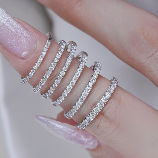 Taste Ju 18K gold diamond 40-point ring women's volleyball diamond row ring real gold real diamond tail ring platinum single wear group wear stackable wear fidelity 40 minutes No. 12 (K white)