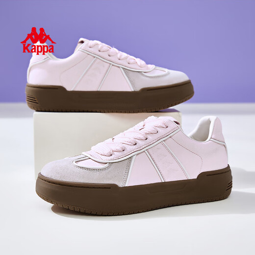 KAPPA women's shoes pink thick sole German training shoes for women 2025 summer breathable versatile board shoes for women casual sports shoes for women milk tea powder 37