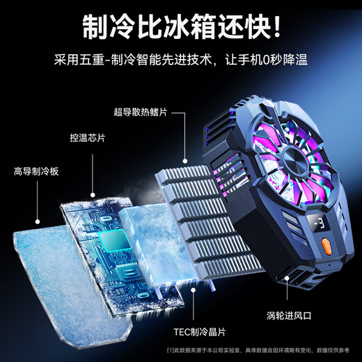 黎孩手机散热器半导体制冷降温神器超静音冰封背夹适用华为iPhone小米黑鲨苹果14pro吃鸡游戏直播 【插电款】飓风散热/超频降温/送指套