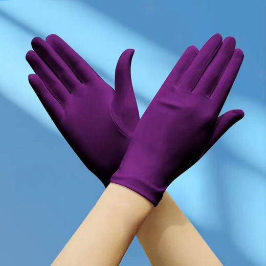 
Roasted summer sun protection thin gloves for women ice silk spandex high elastic breathable skin-friendly bike driving travel jewelry etiquette gloves [white]-all-finger ice silk set / 1 pair