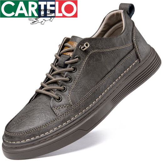 CARTELO crocodile leather sneakers large size summer new men's genuine leather casual leather shoes British business breathable thin non-slip anti-odor black--Four Seasons 36 leather shoe size