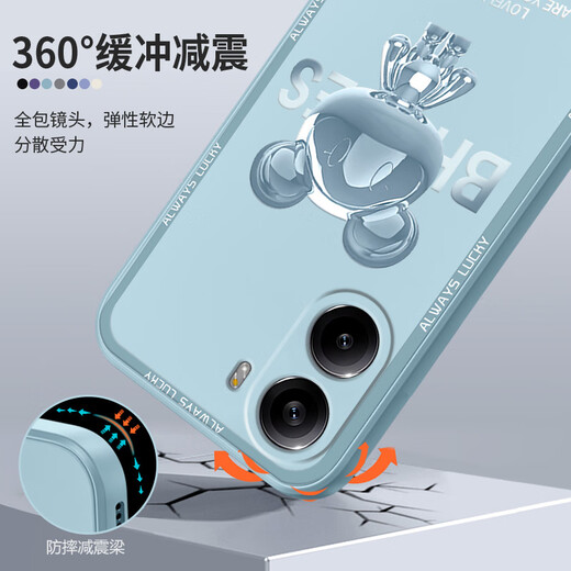 Pinto anwendbar für Redmi Turbo4 Mobile Case Turbo4 Pro Liquid Silicon Schutzhülle Neue Cartoon Kreative Ultra-Dünn-Full-Inclusive-Anti-Fall-Fall-Softschalen-Internet-Promi-Modemarke Redmi Turbo4 [Navy Blue-Metal Mickey A675]+ Film Rubik's Cube Liquid Liquid
