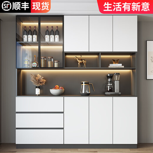 Seitenschrank mit hoher Schrank, die gegen die Wand integriert ist, moderne einfache und leichte Luxus Wohnzimmer Esszimmer Home Tee und Weinschrank Aufbewahrungsschrankstil 15280*40*220 SF Express Installation Doppeltür