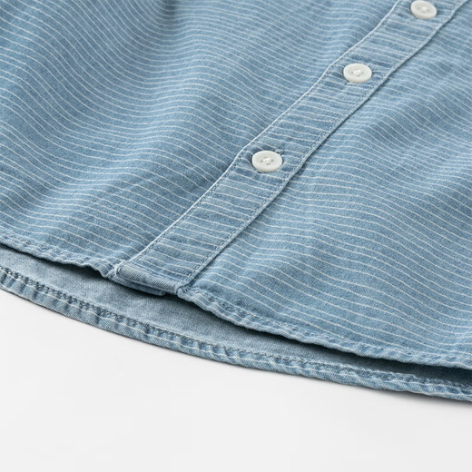 DAVE&BELLA boys spring denim shirt pure cotton baby boy shirt new casual children's clothes children's top denim blue ready stock 110 cm (recommended height 100-110cm)