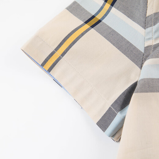 HAZZYS brand children's clothing boys' shirt summer new thin loose classic pointed collar simple and comfortable plaid short-sleeved shirt truffle green 110