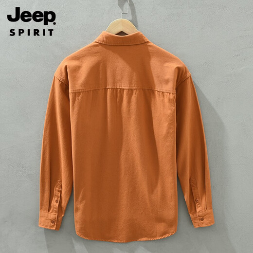 吉普（JEEP）春秋季男士全棉长袖衬衫复古休闲宽松潮流工装衬衣外套男装上衣服 6625绿色 3XL