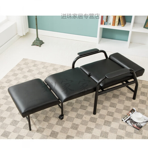 Dutting midi chaise, lit et chaise, lit pliant de bureau à double usage, compact, plat à plat, lit pliant de bureau à double usage, surface en cuir PU noir, C-5009