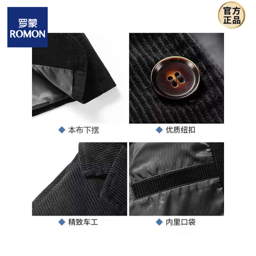 ROMON 2025 spring corduroy suit for middle-aged and elderly men loose business casual corduroy dad suit single suit jacket dark blue 190 3XL