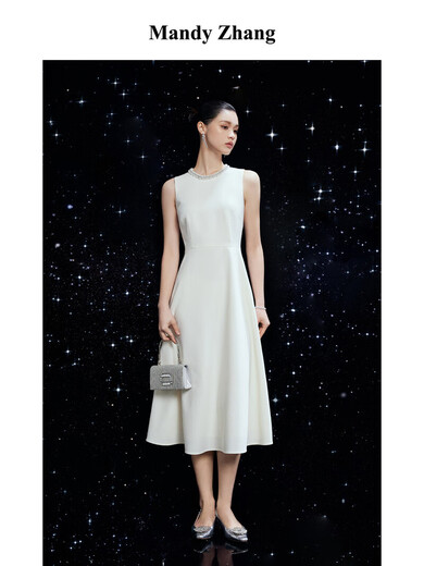Mandy Zhang weißes Mondkleid genageltes weißes Kleid weibliche Temperament Verlobungskleid Lange Weste Rock Mondlicht Göttin S s