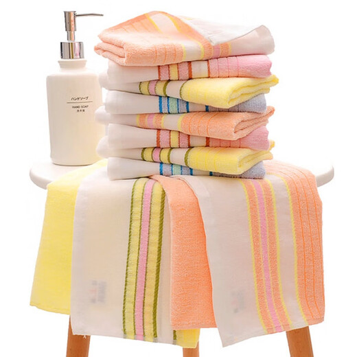 Shanghai mercerized small towel Shanghai mercerized towel pure cotton pure cotton mercerized cotton thin and light children and old 10 pieces (1048) mercerized towel 1g 74X34CM
