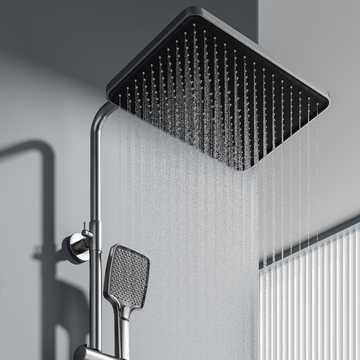 JOMOW Smart Shower Ducha Conjunto completo de Cobre Body Conjunto de temperatura Constante Pantalla digital con Booster Ambient Light Hogar Keys N688 Gun Ash Hot and Cold Digital Pantall [Lista dorada Hot y Hot] Entrega al paquete doméstico Instalación