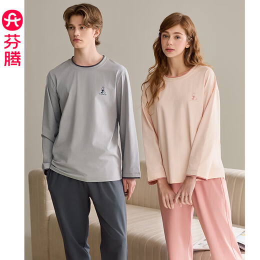 Fenton Couple Pajamas Women's Spring and Autumn Pure Cotton Long-Sleeved Pants Large Size Casual Cotton Men's Home Clothes Set Light Pink Single Women's Model M Recommendation Female 92-110 Jin Jin equals 0.5 kg