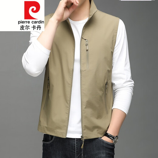 皮尔卡丹（pierre cardin）春秋季新款薄款马甲男休闲坎肩户外工装背心中年马夹外套针 686蓝色 3XL