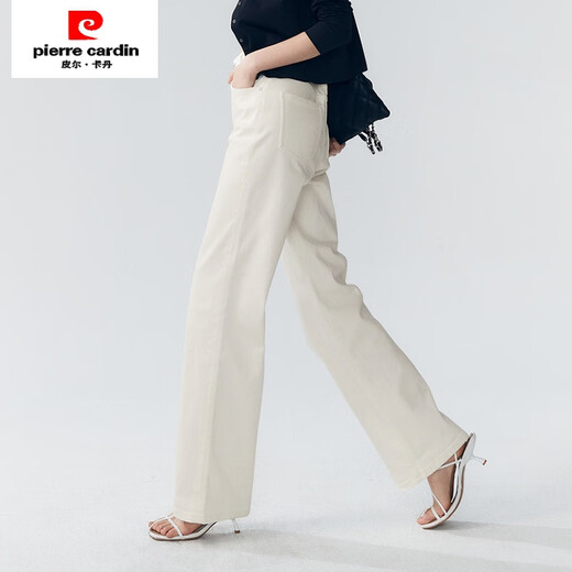 皮尔卡丹（pierre cardin）湖蓝色阔腿裤女2025年夏季薄款新款直筒宽松显瘦窄版拖地牛仔裤子 【湖蓝九分】LA9224 29 建议110-120斤