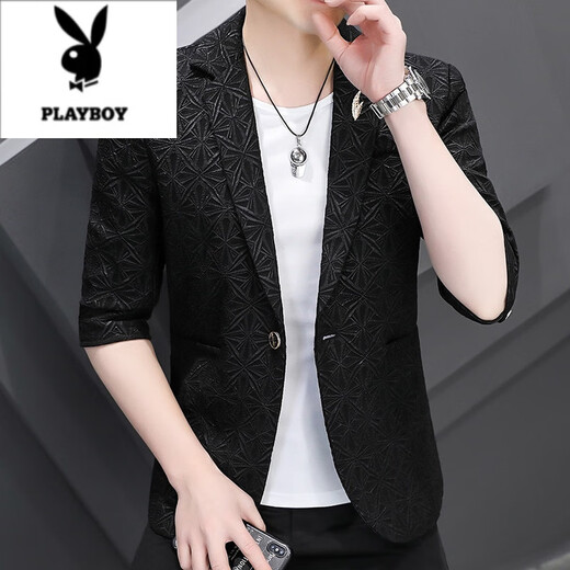 Playboy (Playboy) costume masculin à mi-manche à manches minces minces minces à manches à manches à manches à manches à manches à manche à manchelle à la mode