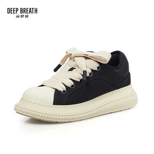 DEEP BREATH Deep Breath Women's Shoes Lightweight Low Top Strap Casual Comfortable Canvas Bread Shoes AX12244 Black Rice 35