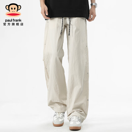 大嘴猴（paul frank）美式冰丝排扣休闲裤男夏季薄款速干直筒阔腿运动工作宽松潮裤子装 黑色2811H【官方正品】 XL 【建议110-130斤】