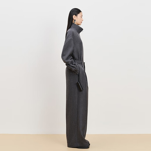 AUM (AUM) celebrity style AUM new winter double-layer tweed shirt pants half twilight gray shirt M