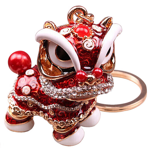 Clcey Chinese Style Lion Dance Car Keychain for Girls’s Bag Pendants pour Internet Celebrity Style Ancient Lion Dance Jewelry Exquis Keychain Collection PLUS ACHETER BOX-CONSEIL (N'oubliez pas de collectionner)