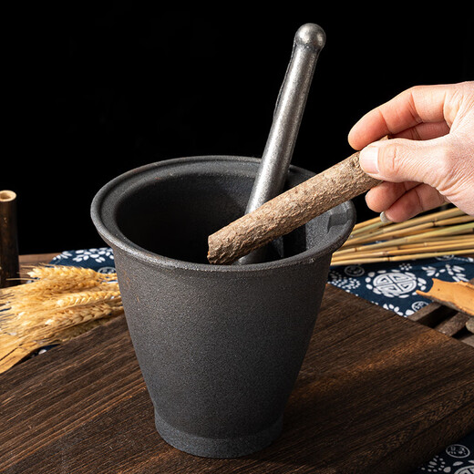 Meikejie old-fashioned chili pepper masher cast iron thickened grinder mashing jar mashing pepper grinder mashing jar garlic masher extra large cast iron grinder