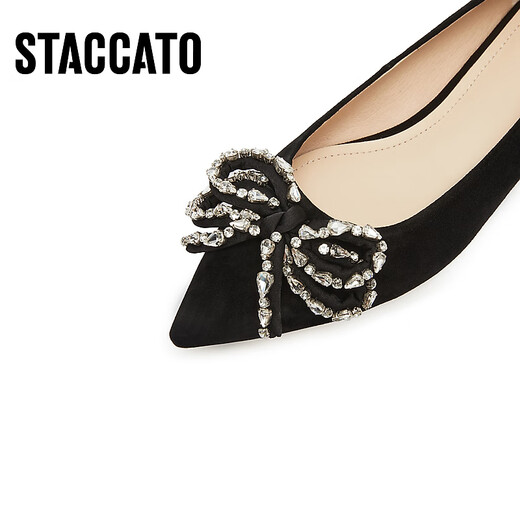 Sijiatu 2025 Nouveau Velvet Dream Elegant Commutant chaussures plates chaussures simples bouche bouche chaussures de femme 9a962aq5 noire noire 36