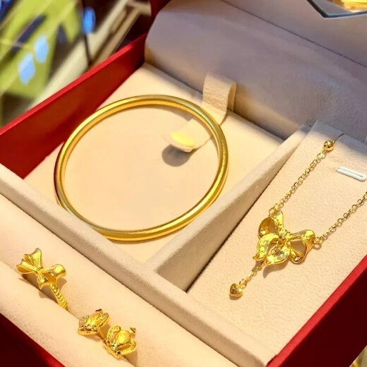 YWZR fake hardware set engagement props simulation three-gold table sand gold jewelry set five-piece set ancient heritage bracelet 58 yards (necklace + ring + earrings + bracelet + bracelet