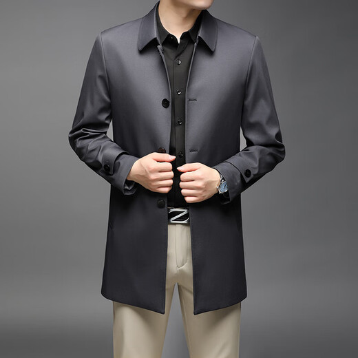 
MAGIOPY luxury high-end brand men's clothing 2025 spring and autumn new men's mid-length lapel windbreaker men's casual jacket men's khaki L 175