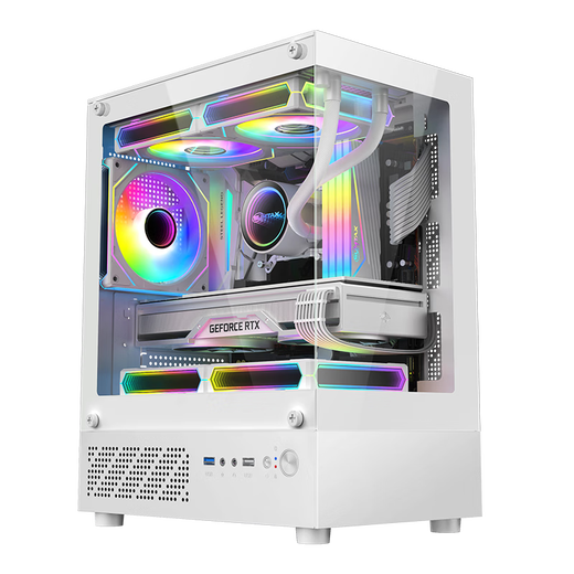 EVESKY 玄武MINI 无立柱海景房机箱 M-ATX主板/270°广角玻璃侧透 240水冷游戏电脑主机箱 支持4090显卡 玄武MINI白色【支持M-ATX主板/240水冷】