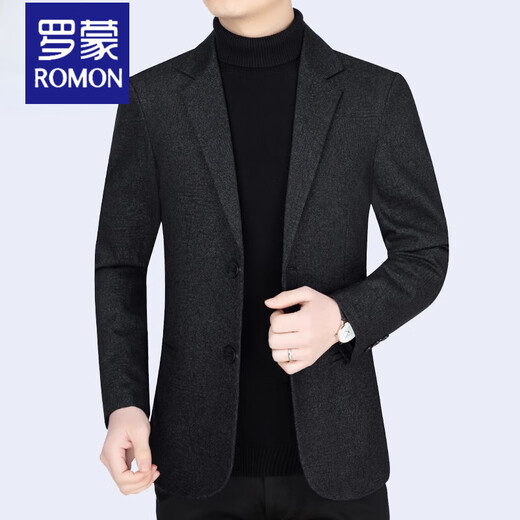ROMON Suit Men's Wool Wool Jacket 2025 Spring and Autumn New Slim Fit Middle-aged Dad Single-piece Casual Suit Top Dark Gray B--62912 L 175 115-135Jin Jin is equal to 0.5 kg