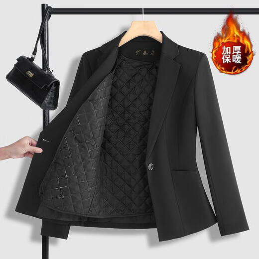 Chenfu thickened quilted blazer, feminine business suit suit, formal commuter workwear, winter work clothes (quilted) blue jacket + velvet blue trousers M recommended 90-100Jin Jin equals 0.5 kg