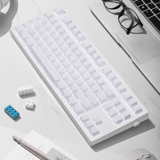 Belly Spirit MK870 Blackberry Side Gravur Mechanische Tastatur Bluetooth verdrahtet Wireless Bluetooth Customized Computer Game Silent Office [Three Mode] White Pro + Pure White Side Gravur TTC Schnelles Silberachse V2 [FPS Game Player Empfehlung]