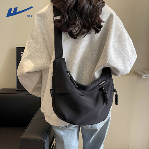 Warrior (Warrior) bag crossbody bag for women 2025 new spring and summer single shoulder large capacity crossbody casual commuting dumpling bag tote bag black fabric upgrade - can hold 11-inch tablet
