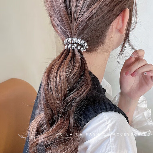 Jiuweiya phone cord hair band for women new high-end hair rope to tie hair rubber band leather cover for women high elasticity and durable traceless headband JYFQ177 black 4 pieces