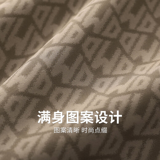 与狼共舞【满身印花】含桑蚕丝短袖T恤2025夏季新款圆领抗菌凉感上衣6035 卡其701 L (175)