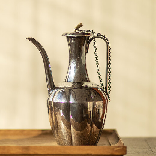 Century-old Lu Yi sterling silver wine warmer and wine dispenser, high-end liquor dispenser, antique style, high-looking, light luxury style, large wine jug & large wine warmer & 6 silver wine glasses for home use