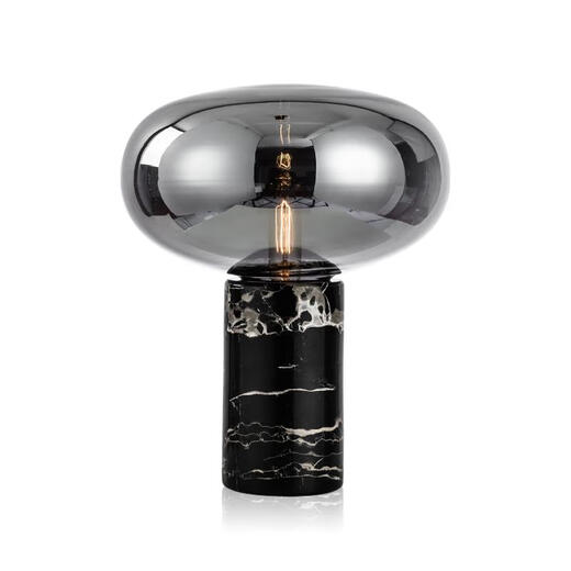 Xmsj benutzerdefinierte nordische einfache postmoderne Schreibtischlampe Designer Schlafzimmer Bettlampe Feel Wohnzimmer Dekorative Glas Kreativität S1034 Schwarzer großer Knopfschalter