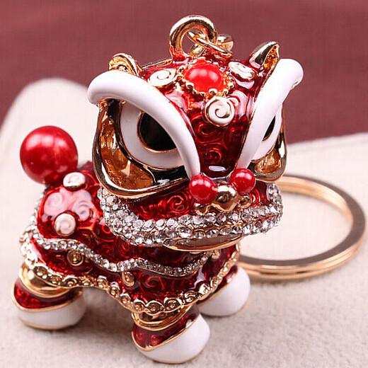 Clcey Chinese Style Lion Dance Car Keychain for Girls’s Bag Pendants pour Internet Celebrity Style Ancient Lion Dance Jewelry Exquis Keychain Collection PLUS ACHETER BOX-CONSEIL (N'oubliez pas de collectionner)