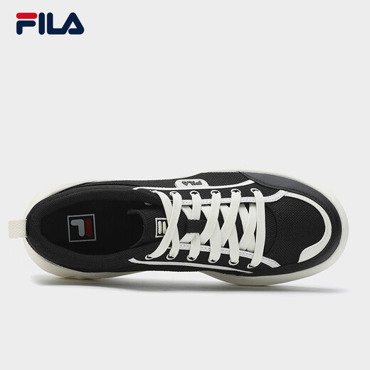 FILA 斐乐官方男鞋COOKIES复古帆布鞋2025夏新款曲奇鞋时尚休闲鞋 黑/奶白-BG 42