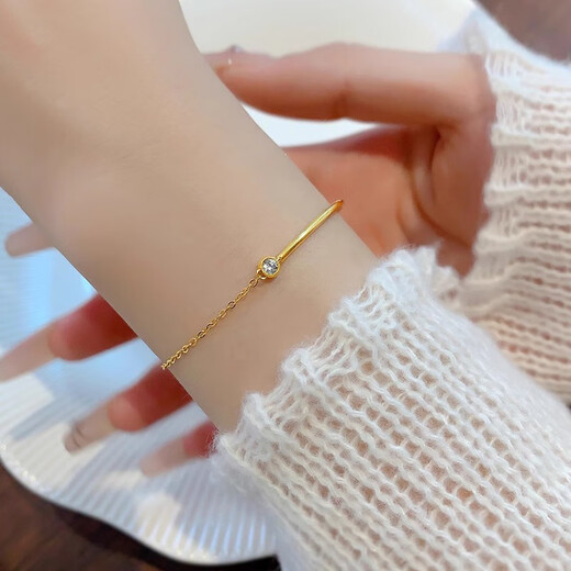 Time Bird Super Flash Single Diamond Bracelet Girls 18k Gold Half Chain Bracelet Women 2024 New Rose Gold Color Gold Half Bracelet Bracelet 18K Gold Bracelet 20cm