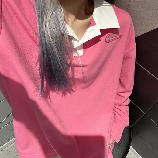 NIKE耐克 长袖T恤女装 新款运动服翻领POLO衫休闲套头衫 FZ6534-684 D FZ6534-684 M