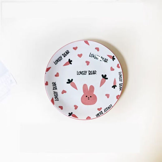 Household tableware underglaze color strawberry serving plate cute radish rabbit 6.25-inch ceramic high-value plate design and color 1 pack