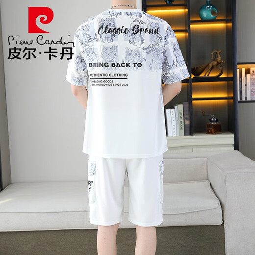 皮尔卡丹（pierre cardin）2025夏季新款短袖套装男青年百搭短裤休闲运动两件套渐变色男装 6187蓝色 M