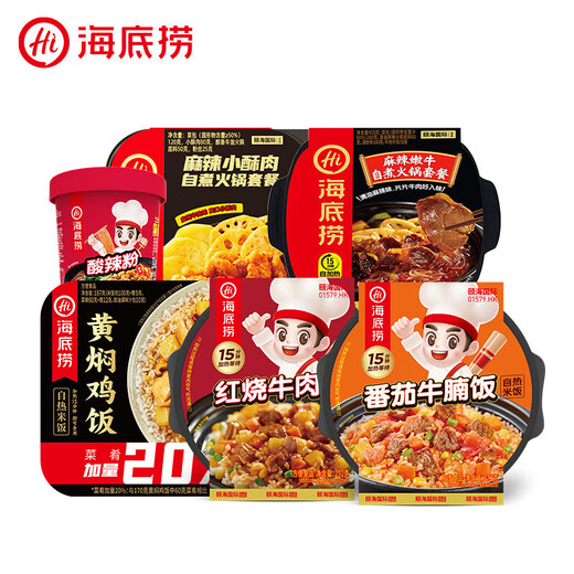 海底捞自热火锅方便即食自热锅夜宵速食免煮宿舍加班零食小酥肉部队 6款6盒1585g
