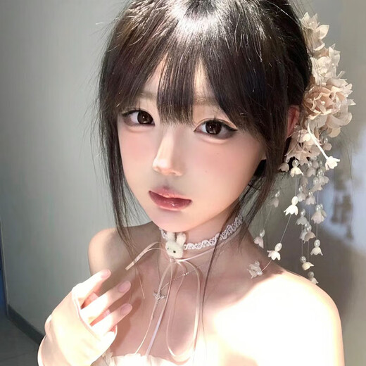 德骊嘉超仙铃兰头饰花朵流苏发夹森系新娘结婚发饰婚纱盘发高级感复古发 丁香紫铃兰花发夹