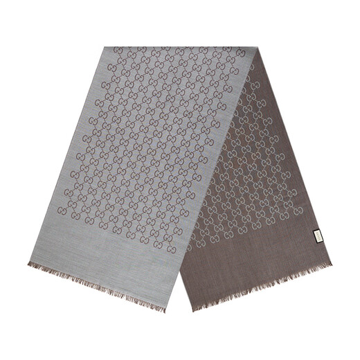 Gucci (GUCCI) classic double G double-sided printed fringed scarf for men and women, dark gray 165904 3G646 1264