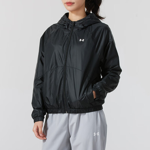 
Under Armour Women's Sports Set 25 Summer New Casual Simple Hooded Jacket Jacket Loose Casual Trousers Two-piece Set 1382698-001+1377079-465 L