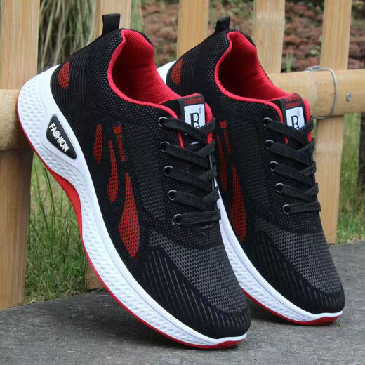 Chaussures de sport d'été Chaussures de course pour hommes Mesh talons bas chaussures décontractées pour hommes respirant non-glissement résistant à la semelle douce chaussures de travail 802 noir 41